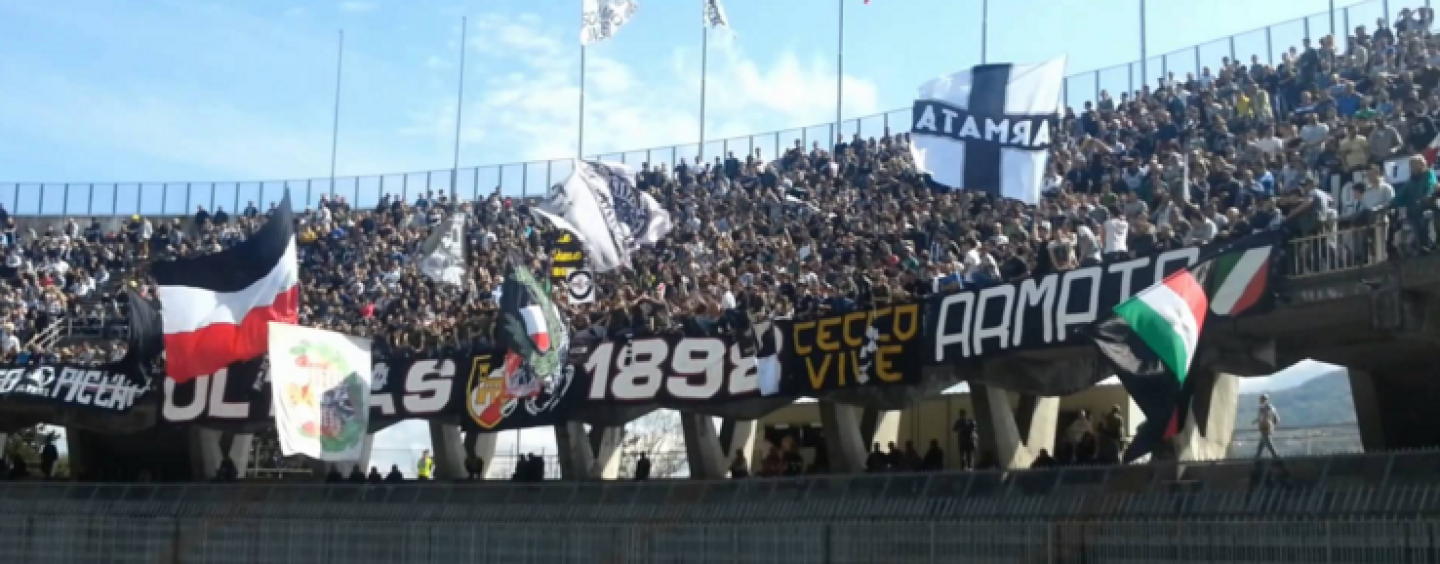 Ascoli-Latina, niente striscioni e 10′ senza tifo